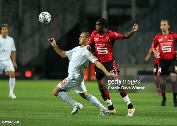 Mikael PAGIS / Stephane MBIA - Marseille / Rennes - - 2eme journee de Ligue 1 -