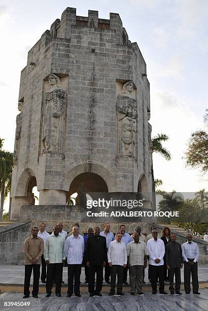 Leaders of the Caribbean countries pose during the family photo, on December 7, 2008 in front of Jose Marti monument in Santa Efigenia cemetery in...
