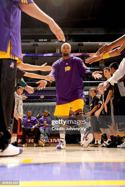 Jamaal Brown of the Los Angeles D-Fenders is introduced in the starting lineups before taking on the Tulsa 66ers at Staples Center on December 7,...