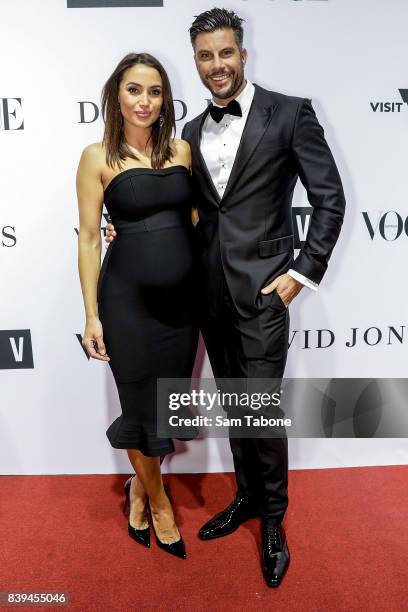 Snezana Markoski and Sam Wood arrives ahead of the NGV Gala at NGV International on August 26, 2017 in Melbourne, Australia.