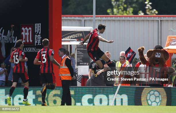 Bournemouth's Charlie Daniels celebrates scoring his side's first goal during the Premier League match at the Vitality Stadium, Bournemouth.