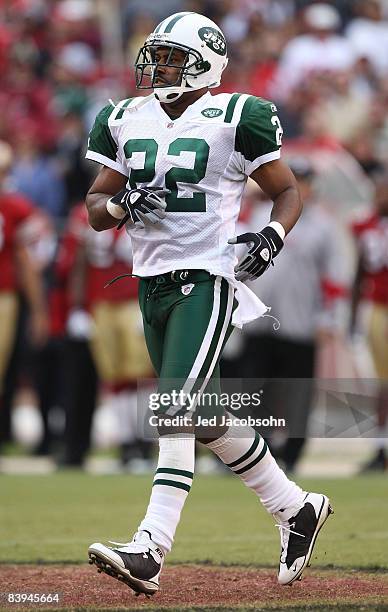 Ty Law of the New York Jets looks on against the San Francisco 49ers during an NFL game on December 7, 2008 at Candlestick Park in San Francisco,...
