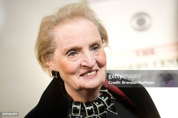 Former Secretary of State Madeleine Albright arrives at the Kennedy Center for the Kennedy Center Honors on December 7, 2008 in Washington, DC. In...