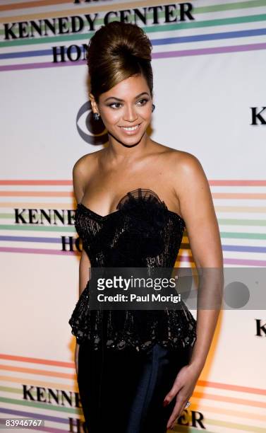 Singer Beyonce Knowles poses for a photo on the red carpet at the 31st Annual Kennedy Center Honors at the Hall of States inside the John F. Kennedy...