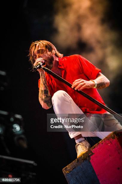 Benjamin Kowalewicz of the canadian punk rock band Billy Talent performing live at Lowlands Festival 2017 Biddinghuizen, Netherlands on 20 August...