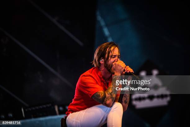 Benjamin Kowalewicz of the canadian punk rock band Billy Talent performing live at Lowlands Festival 2017 Biddinghuizen, Netherlands on 20 August...