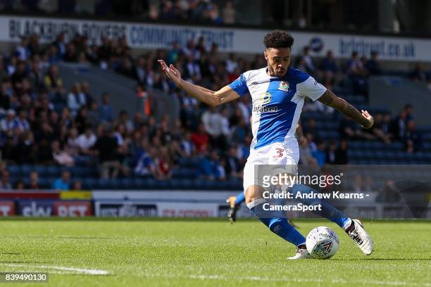 Blackburn Rovers' Derrick Williams scores his side's first goal during the Sky Bet League One match between Blackburn Rovers and Milton Keynes Dons...