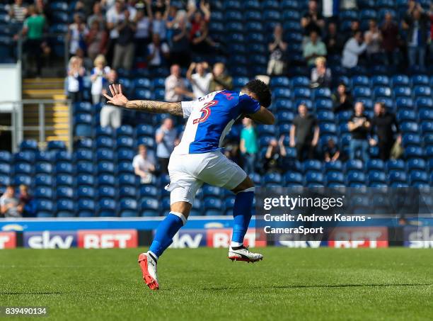 Blackburn Rovers' Derrick Williams scores his side's first goal during the Sky Bet League One match between Blackburn Rovers and Milton Keynes Dons...