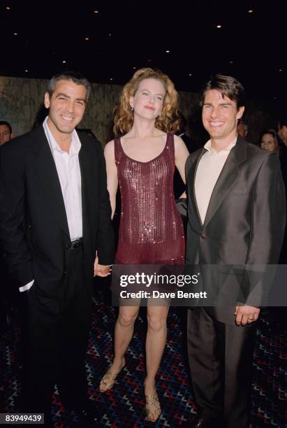 George Clooney, Nicole Kidman and her husband Tom Cruise, at the premiere of 'Mission: Impossible' at the Empire, Leicester Square, London, 4th July...