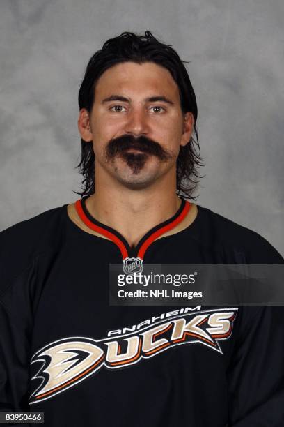 George Parros of the Anaheim Ducks poses for his official headshot for the 2008-2009 NHL season.