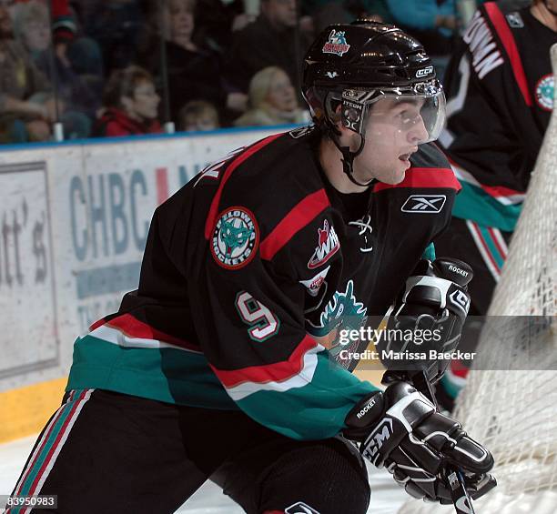 Stepan Novotny of the Kelowna Rockets skates against the Saskatoon Blades at the Kelowna Rockets on December 3, 2008 at Prospera Place in Kelowna,...