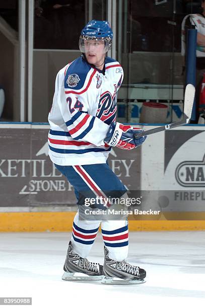 Brett Leffler of the Regina Pats skates against the Kelowna Rockets on December 5, 2008 at Prospera Place in Kelowna, Canada. Leffler is a 2007 NHL...