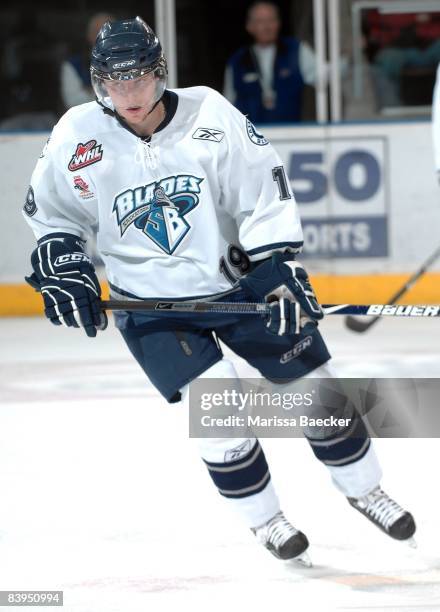 Milan Kytnar of the Saskatoon Blades skates against his former team the Kelowna Rockets on December 3, 2008 at Prospera Place in Kelowna, Canada....