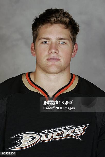 Stu Bickel of the Anaheim Ducks poses for his official headshot for the 2008-2009 NHL season.