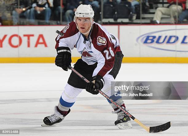 Paul Stastny of the Colorado Avalanche skates against the Nashville Predators on December 4, 2008 at the Sommet Center in Nashville, Tennessee.