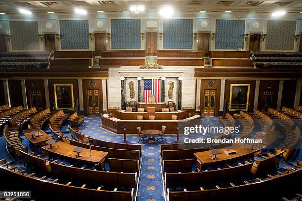 The U.S. House of Representatives chamber is seen December 8, 2008 in Washington, DC. Members of the media were allowed access to film and photograph...