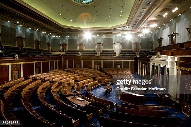 The U.S. House of Representatives chamber is seen December 8, 2008 in Washington, DC. Members of the media were allowed access to film and photograph...