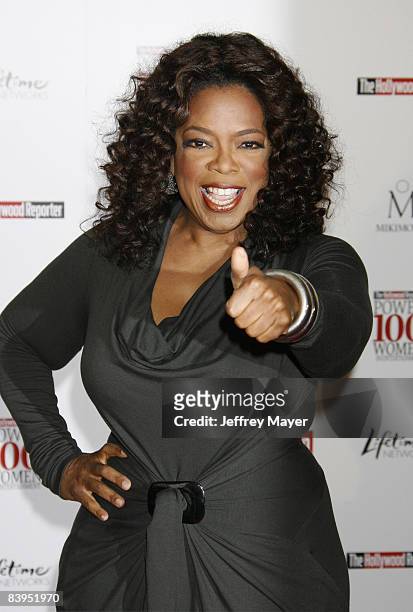 Oprah Winfrey arrives at The Hollywood Reporter's Annual Women In Entertainment Breakfast at Beverly Hills Hotel on December 5, 2008 in Beverly...