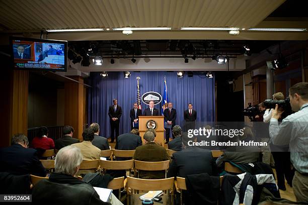 Patrick Rowan , Assistant Attorney General for the National Security Division of the U.S. Justice Department, holds a news conference to discuss the...