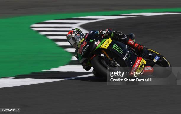 Jonas Folger of Germany and Monster Yamaha Tech 3 during Free Practice 4 at Silverstone Circuit on August 26, 2017 in Northampton, England.