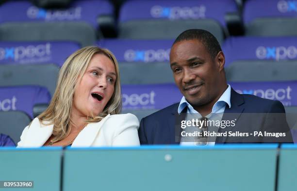 Paul Ince and wife Claire in the stands during the Premier League match at the John Smith's Stadium, Huddersfield.