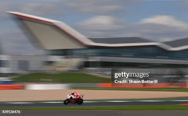 Danilo Petrucci of Italy and OCTO Pramac Racing during Free Practice 4 at Silverstone Circuit on August 26, 2017 in Northampton, England.