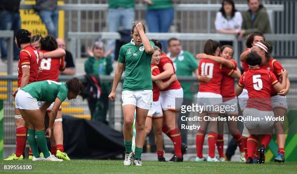 Alison Miller of Ireland looks dejected following defeat in the Women's Rugby World Cup 2017 7th Place Play-Off match between Ireland and Wales on...
