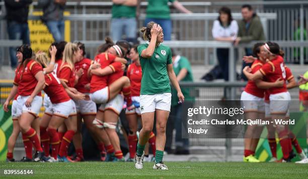 Alison Miller of Ireland looks dejected following defeat in the Women's Rugby World Cup 2017 7th Place Play-Off match between Ireland and Wales on...