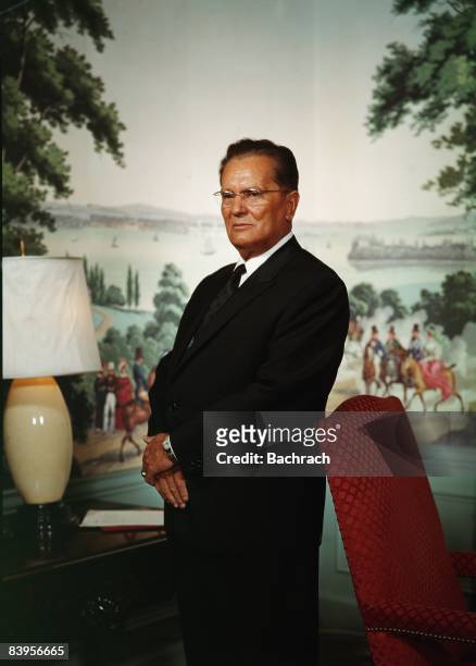 Portrait of the Yugoslavian Socialist President Josip Broz Tito , New York, 1962. Broz served as the second President of the Socialist Federal...