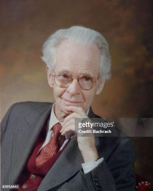 Famous psychologist Burrhus Frederic Skinner, known as B.F. Skinner, poses for a portrait, 1989. Boston, Massachussetts.