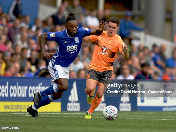 Reading's Liam Kelly vies for possession with Birmingham City's Jacques Maghoma during the Sky Bet Championship match between Birmingham City and...
