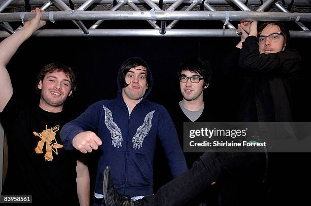 Robin Hawkins, James Frost, Iwan "Wange" Griffiths and Paul Mulle nof The Automatic pose backstage at XFM Winter Wonderland at Manchester Academy on...