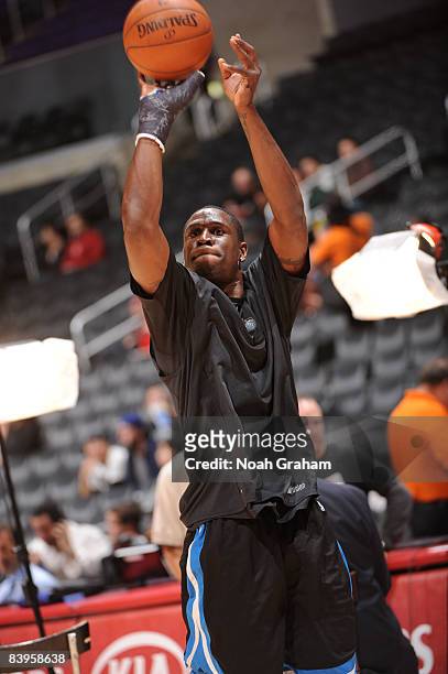 Michael Pietrus of the Orlando Magic goes through shooting drills before the game against the Los Angeles Clippers at Staples Center on December 8,...