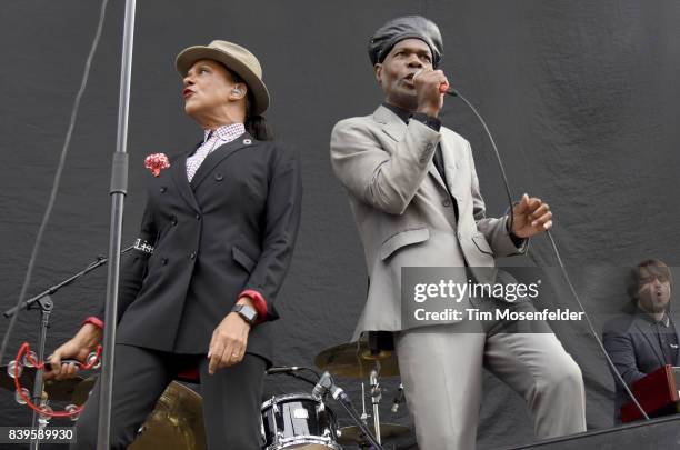 Pauline Black and Arthur 'Gaps' Hendrickson of The Selecter perform during the "From Boston to Berkeley" tour at University of California, Berkeley...