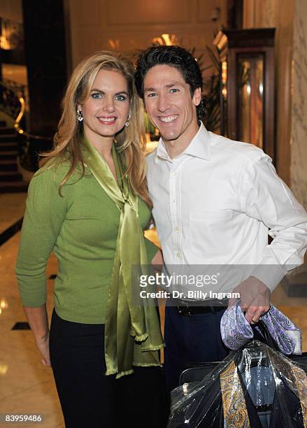 Megachurch pastor Joel Osteen and his wife Victoria Osteen check into a hotel on December 8, 2008 in Beverly Hills, California.