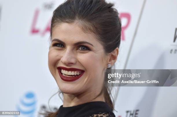 Actress Alexandra Daddario arrives at the Los Angeles Premiere of 'The Layover' at ArcLight Hollywood on August 23, 2017 in Hollywood, California.