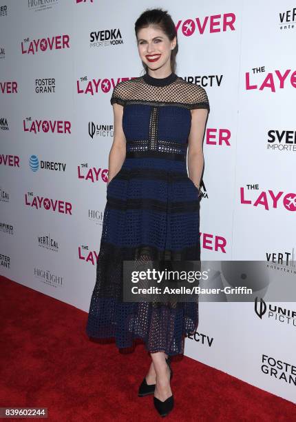 Actress Alexandra Daddario arrives at the Los Angeles Premiere of 'The Layover' at ArcLight Hollywood on August 23, 2017 in Hollywood, California.