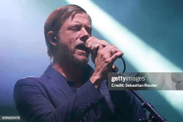 Paul Banks of Interpol performs at Kraftwerk Rummelsburg on August 26, 2017 in Berlin, Germany.