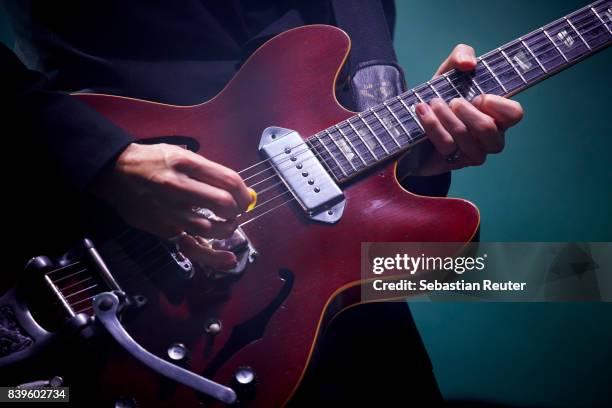 Daniel Kessler, guitar detail, of Interpol performs at Kraftwerk Rummelsburg on August 26, 2017 in Berlin, Germany.