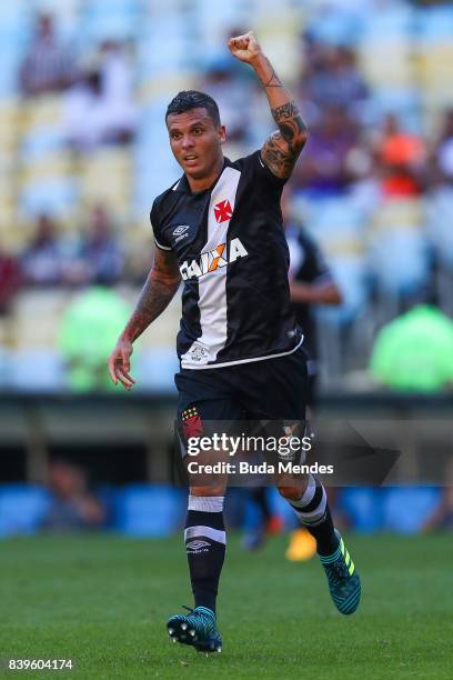 Ramon of Vasco da Gama celebrates a scored goal during a match between Fluminense and Vasco da Gama as part of Brasileirao Series A 2017 at Maracana...