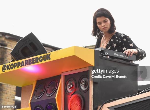 Pixie Geldof gets the party started and encourages guests to exchange their empty bottles for beats at Kopparbergs Recycling Rig event at Number 90...