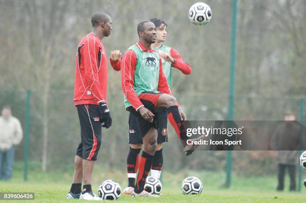 Stephane MBIA / John UTAKA / Kevin BRU - Nouveau joueur du Stade Rennais - - Entrainement ,