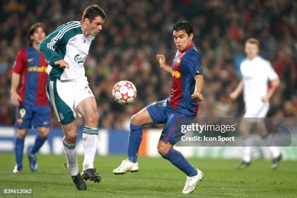 Jampie CARRAGHER / Javier SAVIOLA - Barcelone / Liverpool - - 1/8eme finale aller - Champions League 2006/2007 -