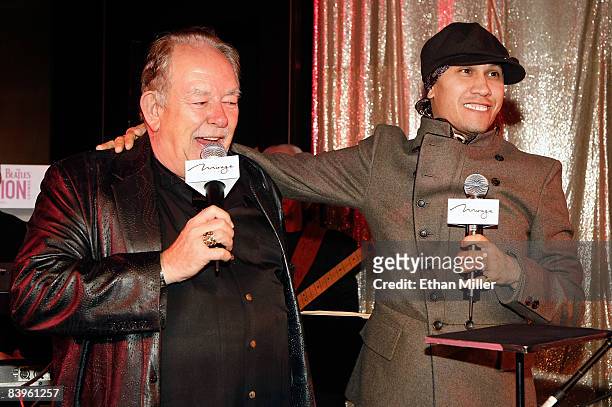 Television host and writer Robin Leach and music artist Taboo from the Black Eyed Peas speak at The Beatles Revolution Lounge at The Mirage Hotel &...