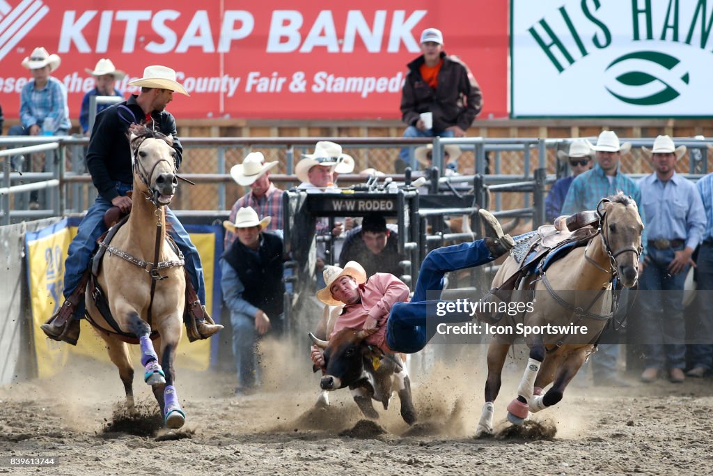 Hermiston Rodeo Dalton Massey from Hermiston, OR scored a 4.6 in the Slack Steer ...
