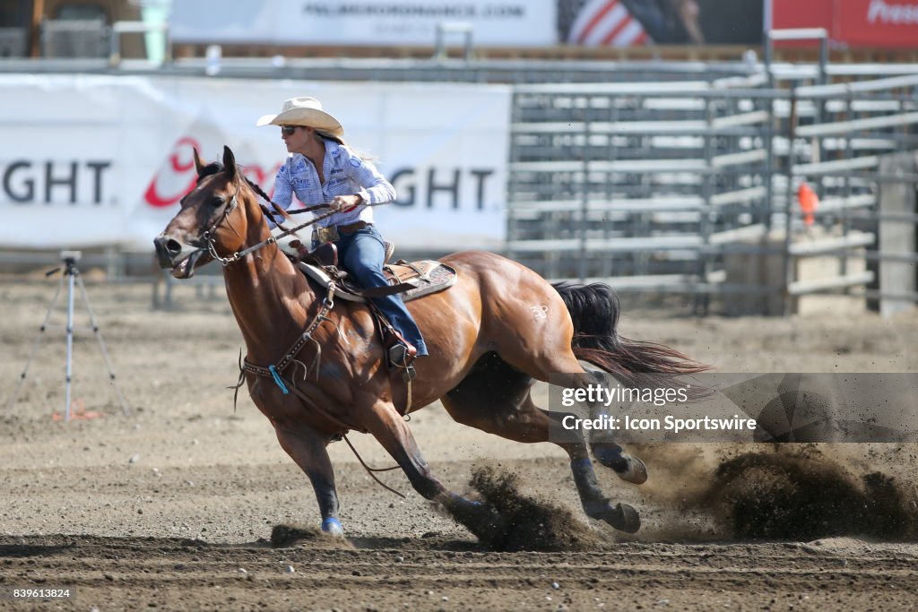 Weatherford Rodeo Stevi Hillman from Weatherford, TX scored a 17.78 in the Slack Barrel ...