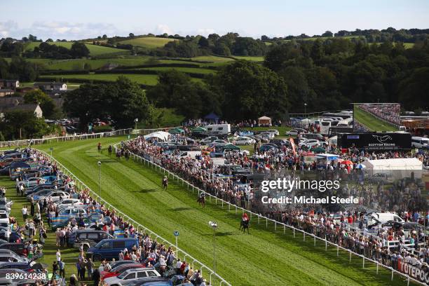 Robert Hogg riding Beeno heads towards the winning post on his way to winning the totepool Cartmel Cup Handicap Hurdle Race at Cartmel Racecourse on...