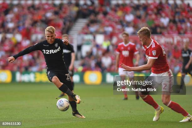 Samuel Saiz of Leeds United in action during the Sky Bet Championship match between Nottingham Forest and Leeds United at City Ground on August 26,...