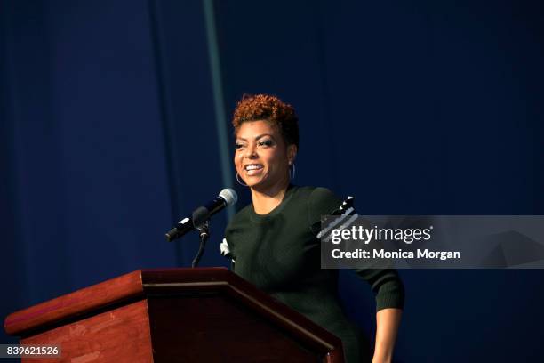 Actress/author Taraji P. Henson speaks during the Women's Empowerment Expo at Cobo Center on August 26, 2017 in Detroit, Michigan.