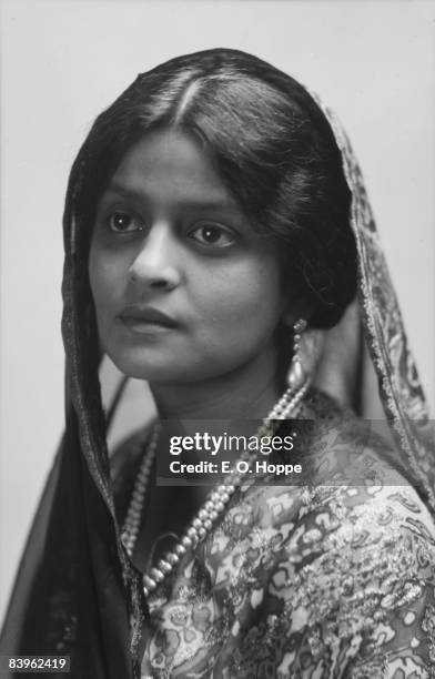 Portrait of princess and socialite Indira Devi , the Maharani of Cooch Behar, 1919. She ruled Cooch Behar as regent during her son's chldhood. Her...